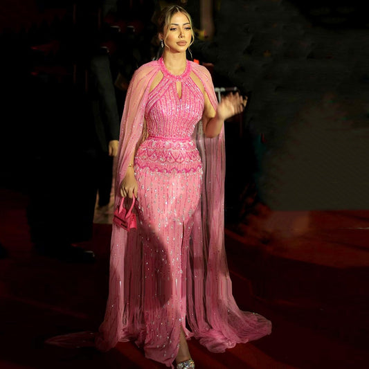 Luxury Mermaid Pink Evening Dress